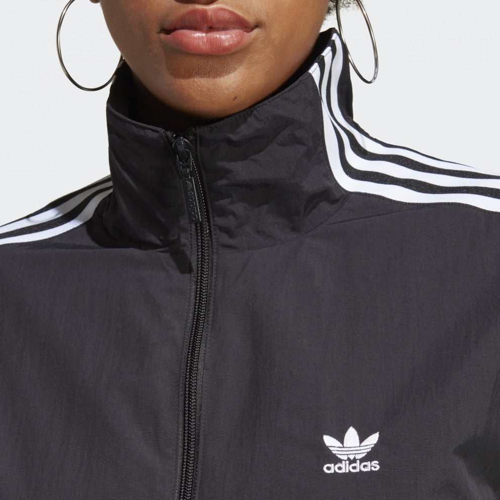 Adidas Originals Trefoil Logo Print Striped Long Sleeve Stand Collar Jacket Women Jacket Black IB7443