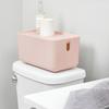 Stackable Toilet Paper Storage Bin with Lid Non-Skid Feet Slim Design Modular Organizer Bathroom Cleaning Wipes Holder Durable