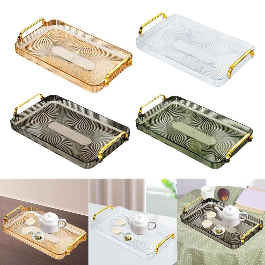 Serving Tray with Handles Countertop Cosmetics Tray Bathroom Vanity Tray for Party Breakfast Living Room Bathroom Office