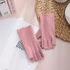 German velvet gloves women's winter half-finger gloves woolen emollient and warm thin half-finger keyboard student gloves