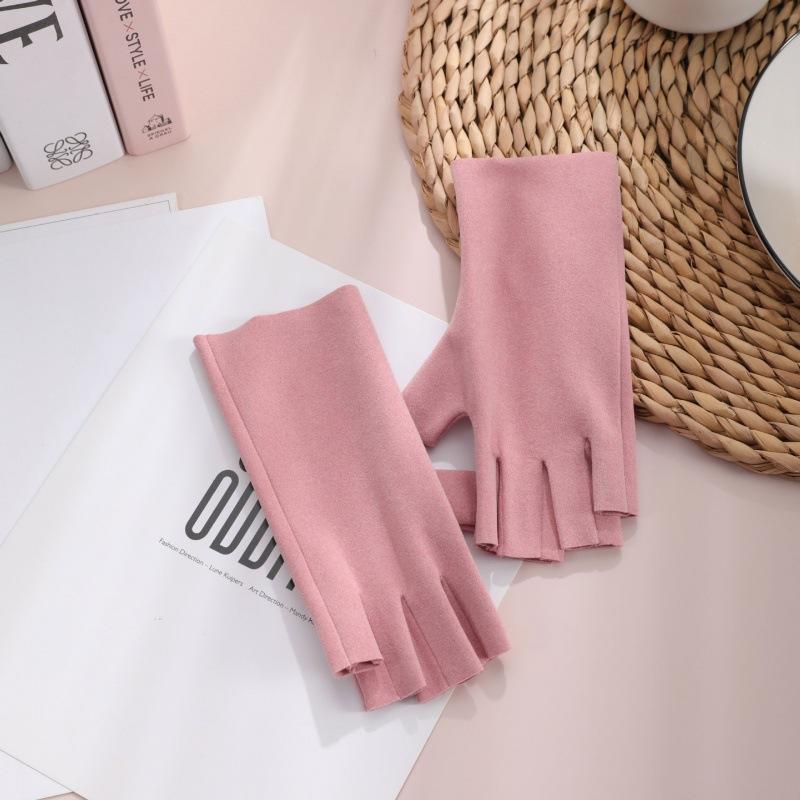 German velvet gloves women's winter half-finger gloves woolen emollient and warm thin half-finger keyboard student gloves