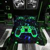 Homewish Neon Lime Gamepad Duvet Cover Set for Boys,Honeycomb Abstract Bedding Set,Mystic Glitter Galaxy Reversible Bed Set