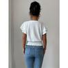 Damen Unifarben Lässig Ausgeschnitten Spitze Ärmel Rundhals Kurzarm T-Shirt, Europäischer Amerikanischer Stil Frühling Sommer Oberteil