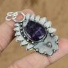 Natural Chevron Amethyst Gemstone Pendant 925 Sterling Silver Jewelry For Women