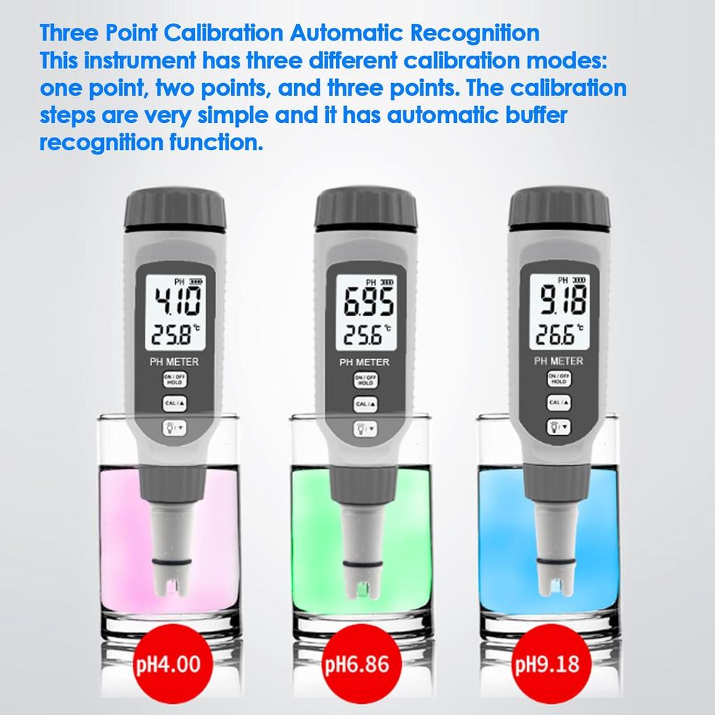 Digital PH Meter Professional Temperature Meter Portable Water Quality Tester Acidimeter PH818 0-14 Measurement for Food Sourdough Starter and Dough