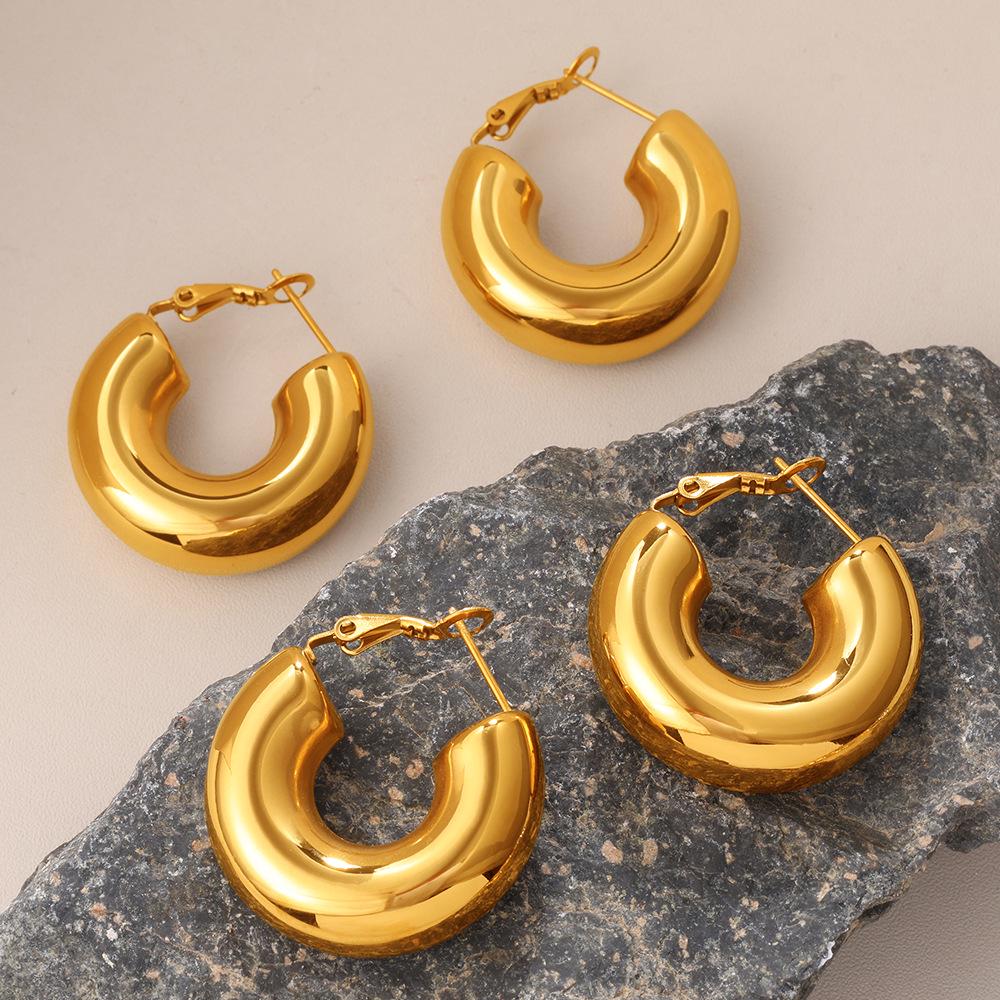 Stylish Geometric Half-Ring Metal Earrings