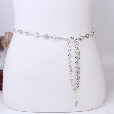 Women'S Metal Thin Waist Chain, Sweet Rhinestones With Skirt Decoration, Personalized Chain Belt, Narrow Women'S Tide Waist.