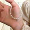 VENTFILLE 925 Sterling Silver Star Love Heart Pendant Round Bead Pearl Bracelet For Girls Sweet Romantic Style Gifts For Lovers