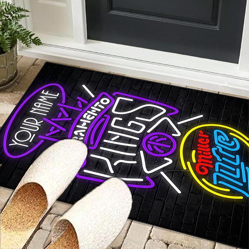 Custom NameSacramento Basketball Logo Carpet, Indoor Rug, Chair Rug, Living Rooms, Doormat Made From Polyester Home Decor Birthday Christmas Gifts