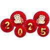 Happiness 2025 Spring Festival Paper Fan Flower Snake Year Chinese New Year Paper Fan  Household