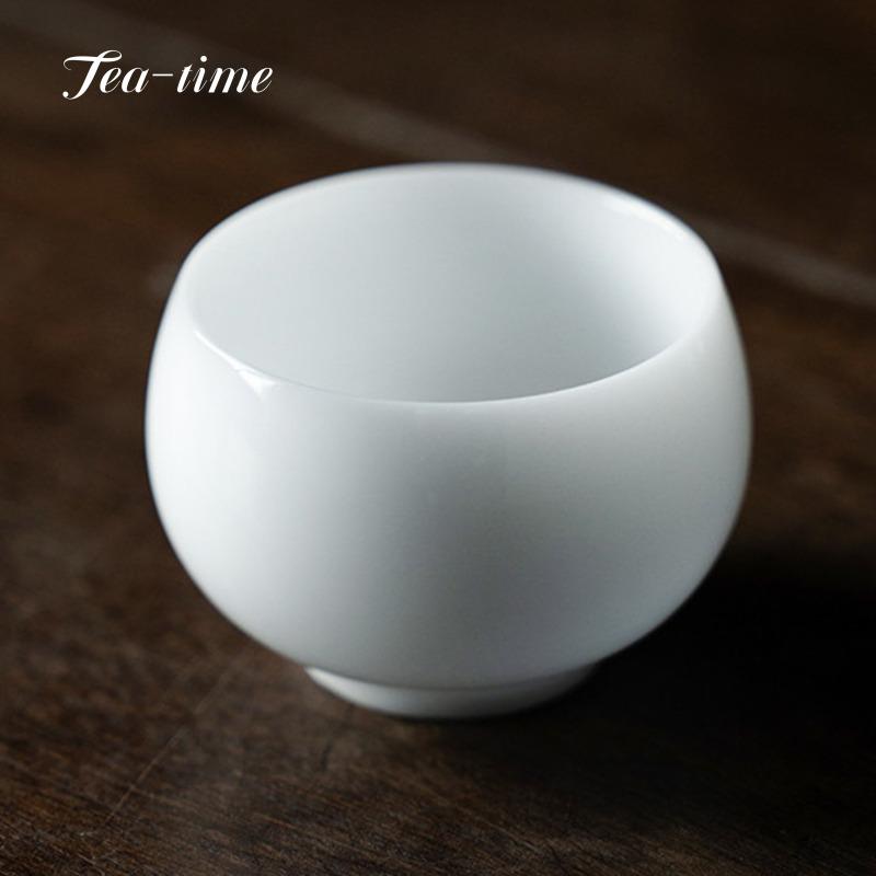 White Ice Fat Jade Porcelain Tea Cup Ceramic Teacup Aesthetic Bowl Puera Cups Gongfu Tea Supplies Teacups Unusual Beautiful Pair