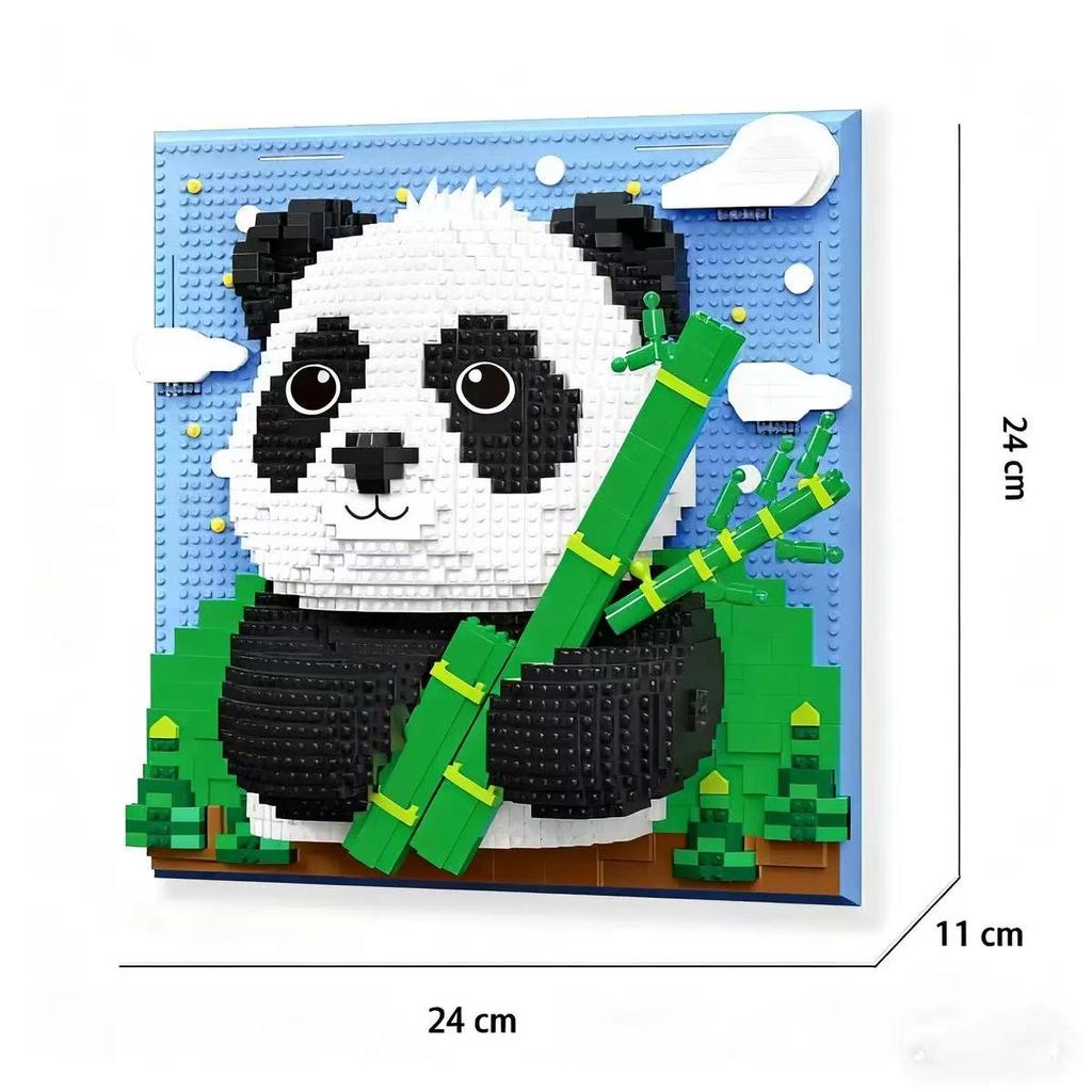 Creative Wall Art Frame Sharks Eagles Panda Model Brick DIY Micro Animal Particle 3D Painting Building Block Toys Adults Gift