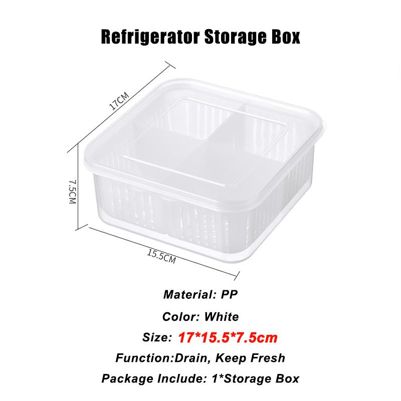 4 Grids Refrigerator Storage Box Food Vegetable Fruit Storage Box Fridge Organizer Drain Basket Meat Onion Ginger Clear Crisper