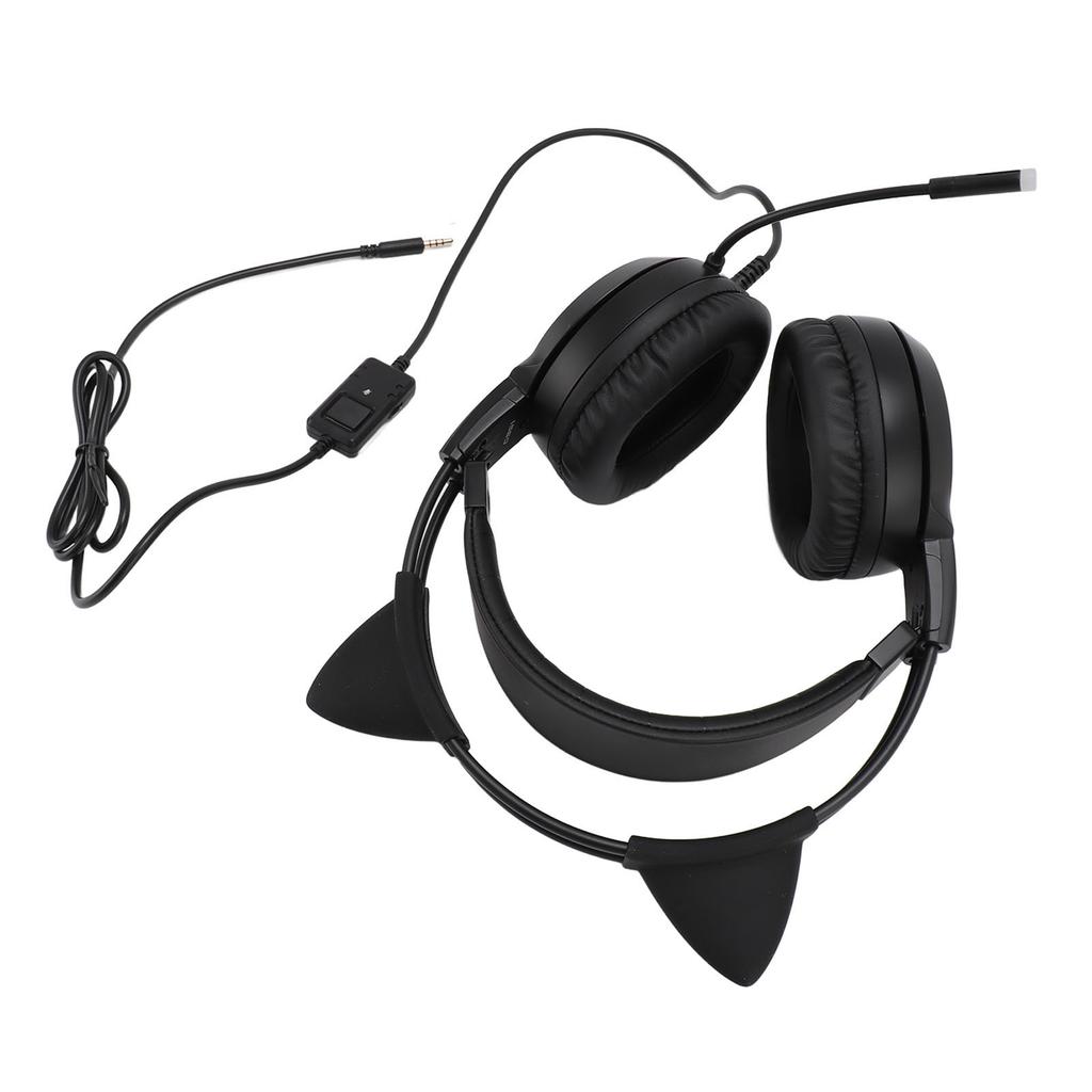 Gaming Hdset 3.5mm Plug Stereo Noise Reduction Cute Cat   Over r Hdphone with Mic for Girls for X BOX PC Phone