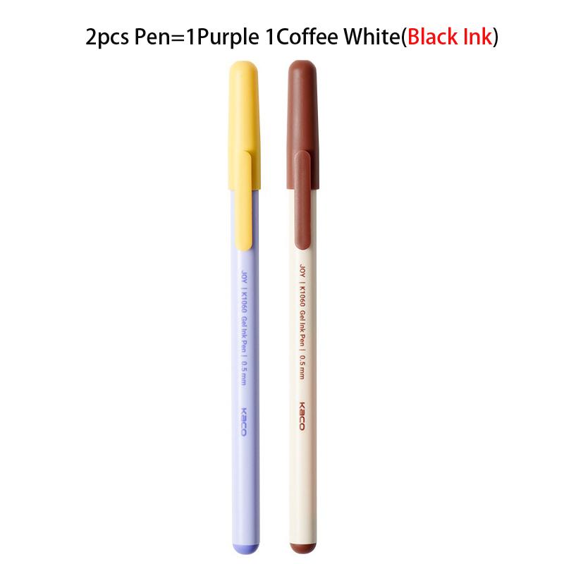 KACO JOY Gel Pen 0.5mm Black Fun Capped Biscuit Stick Style Frosted Body Daily Writing Pens 1600m Large Capacity School Supplies
