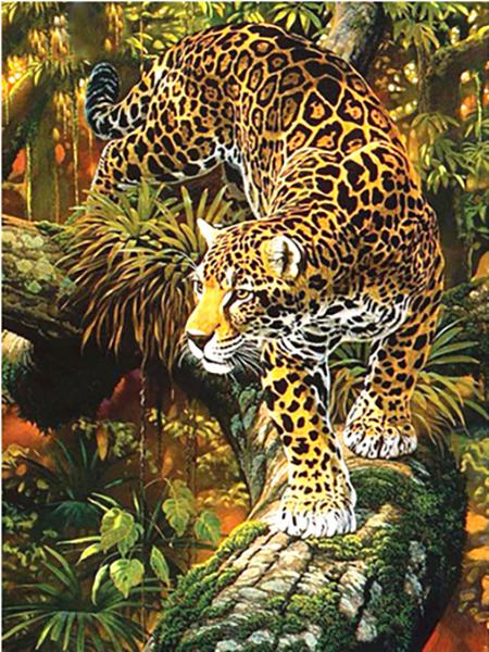 5D DIY Diamond Painting Leopard Mosaic Diamond Embroidery Full Round Drill Animal Cross Stitch Kit Home Decoration