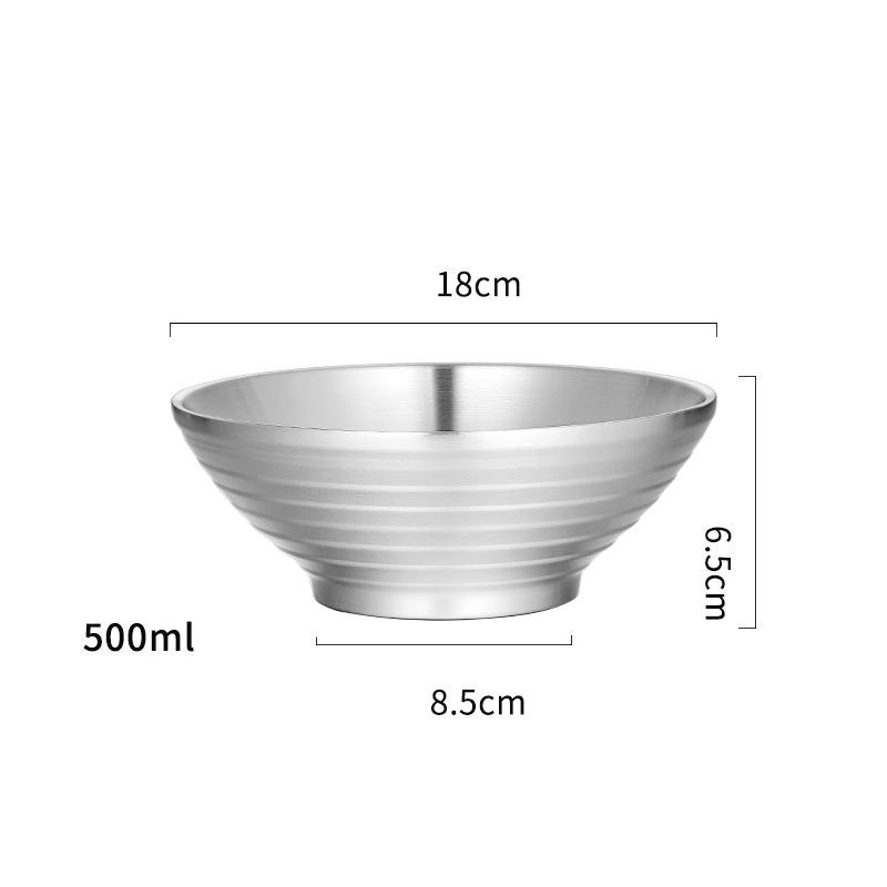 

Двухслойная японская миска для рамэна из нержавеющей стали, антипригарная лапша быстрого приготовления, салатные миски для ресторана, кухонная посуда