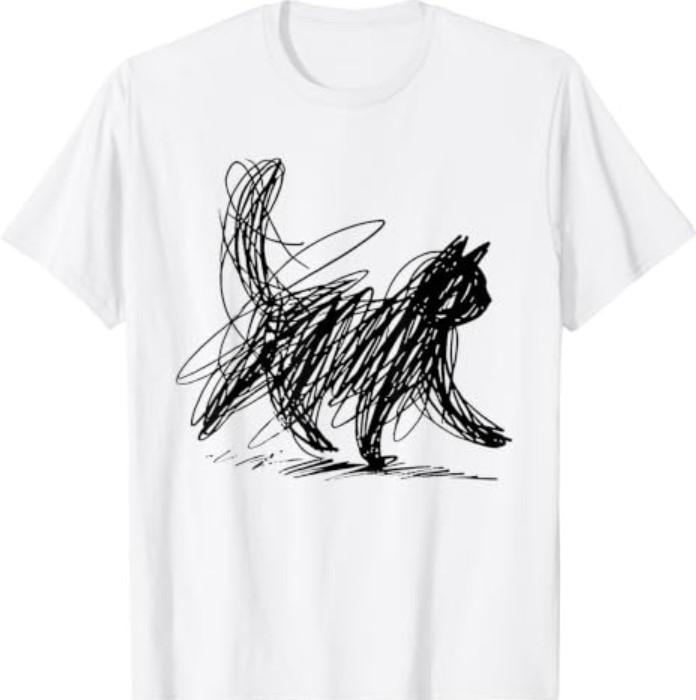 Abstract Scribble Cat T-Shirt