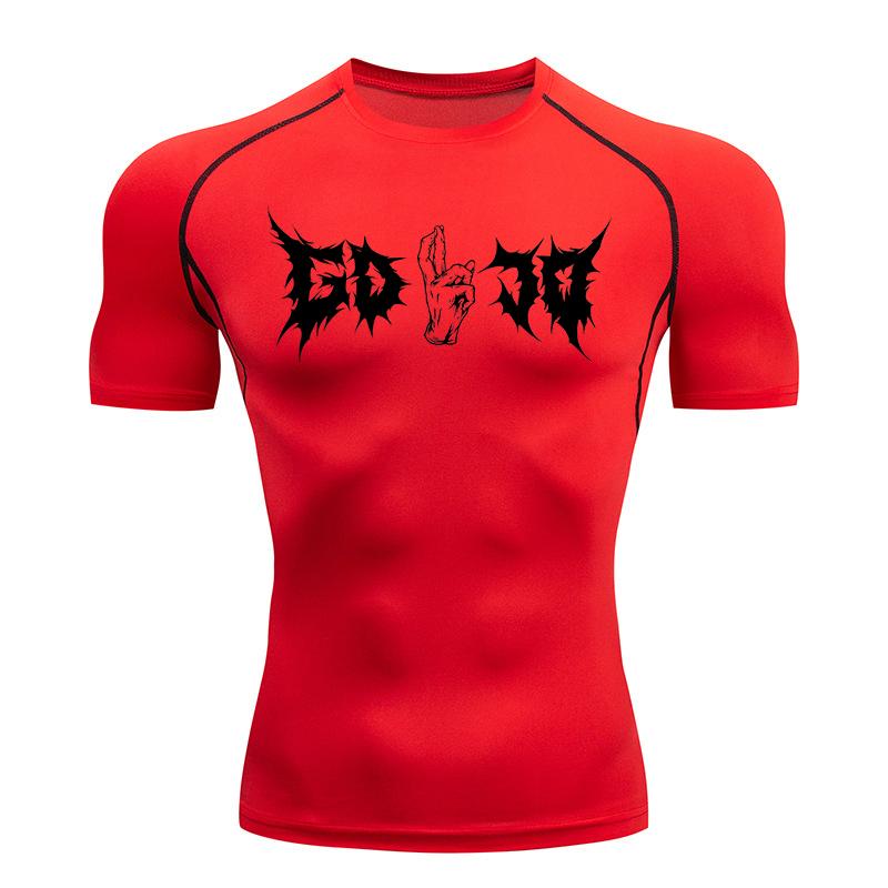 Gojo Print Compression Shirt for Men Sporty Athletic Quick Dry Tshirt Tops Gym Workout Running Baselayers Undershirts Rash Guard