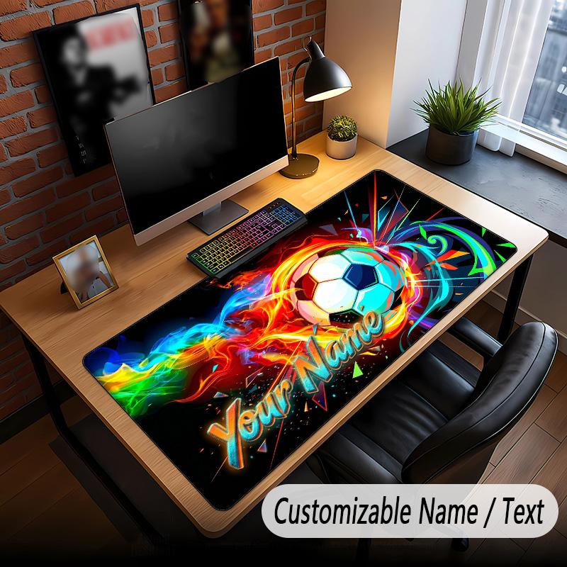 Soccer Theme Custom Mouse Pad Personalized With Name Text Customized Desk Mat For Office Home Decor