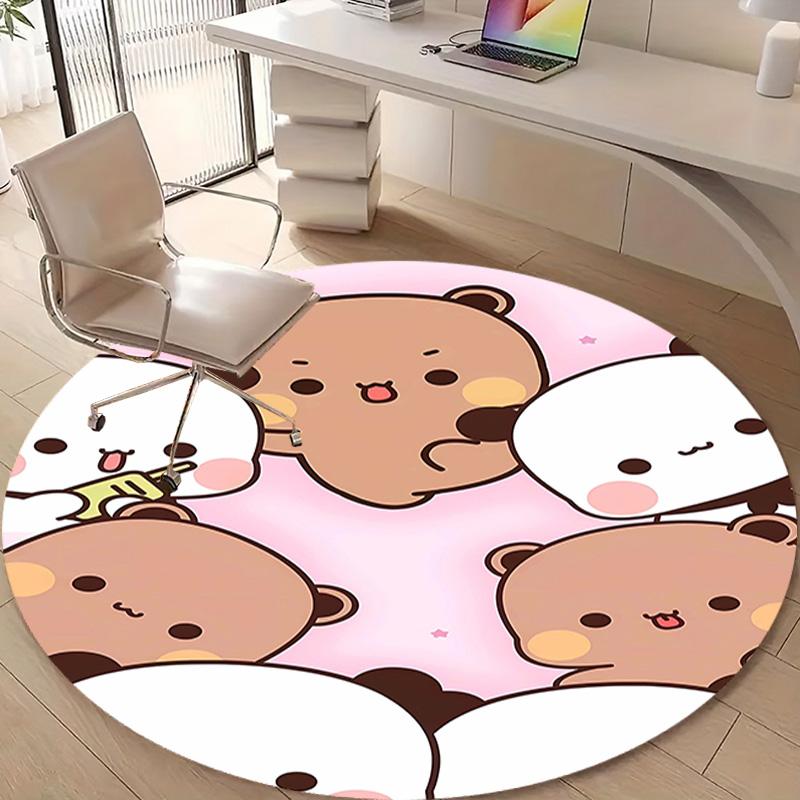 1pc Yier BuBu Bear1 Design Printed Area Round Carpet for Bedroom Living Room Home Decor Rugs Mat Non Slip Mat Rug for Bedside