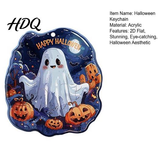 Halloween Keychain Party Favors Ghost Keychain Spooky Pumpkin Keyring Pendant Decorative Car Rearview Mirror Pendants Cute Heart Bag Charm