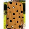 Women's plus size retro polka dot long-sleeved loose top with pockets for women, versatile, casual and slim style