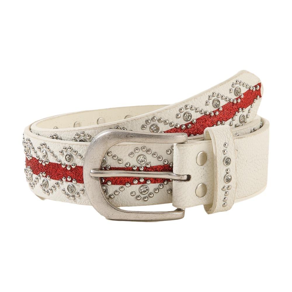 Eye Catching Western Studded Belt Gothic Vibe Rhinestone Waistband Y2K Punk Belt Moto Riders белый