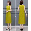 Fashionable V-Neck Sleeveless Dress Elegant Long Vest Dress Breathable Jacquard Fabric Stretchy Summer Dress
