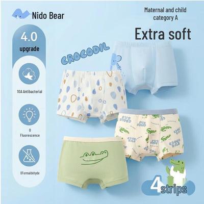 Niduoxiong Boys' Class A Cotton Breathable Boxer Briefs (4-Pack)