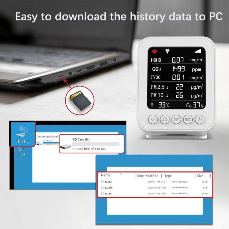 Upgrades Air Quality Tester Monitoring Temperature Moisture Small Easy Carry Designs for PM2.5 PM10 TVOC