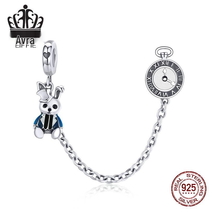 Sterling Silver S925 Rabbit Safety Chain DIY Bracelet Accessories
