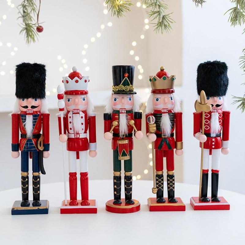Christmas Nutcrackers Ornament, Wood Christmas Nutcrackers Soldier Figures Standing Decorations for Christmas