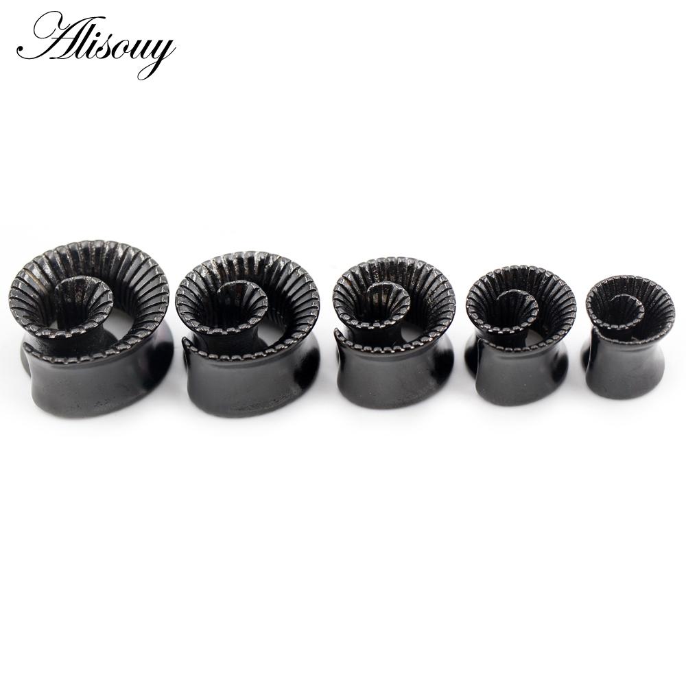 Alisouy 1PC Alloy Casting Whirlpool Swirl Spiral Flared Ear Tunnel Plug Expander Stretcher Gauges Earrings Piercing Body Jewelry