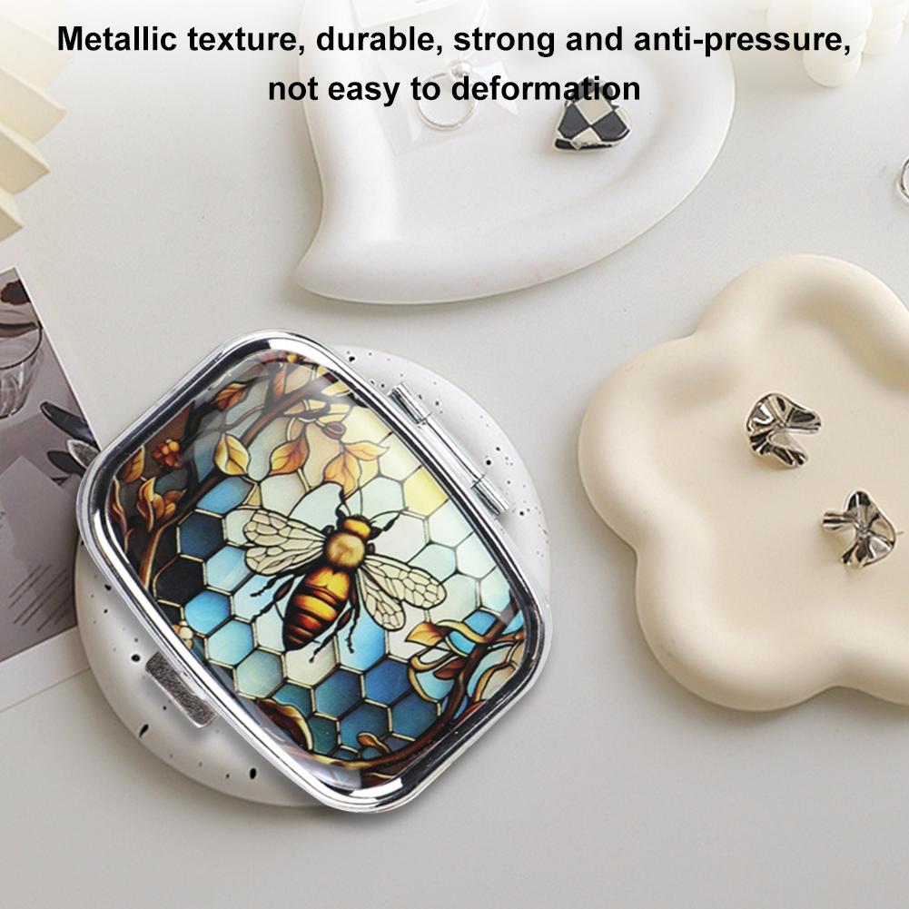 Travel Small Pill Box & 2 Compartment Medicine Pill Case Metal Pill Organizer To Hold Vitamins Fish Oil Supplements Meds Tablet