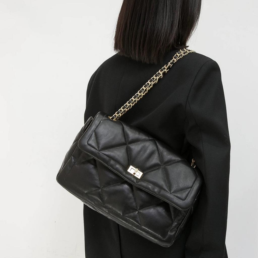 Tote Bag Sheepskin Rhombus Chain Underarm Bag High-end Sense Large-capacity Leather Shoulder Commuter Women's Bag