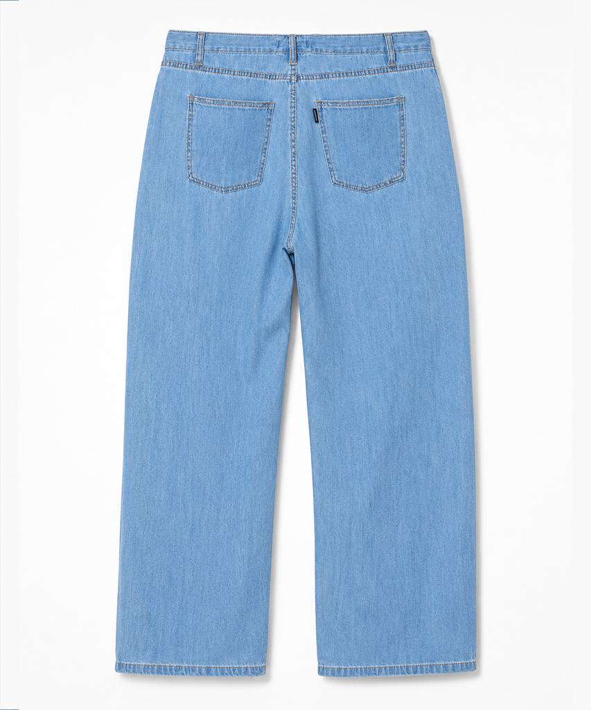 LENGAGEMENT Vintage Real Long Wide Stopper Denim Pants [Light Blue]