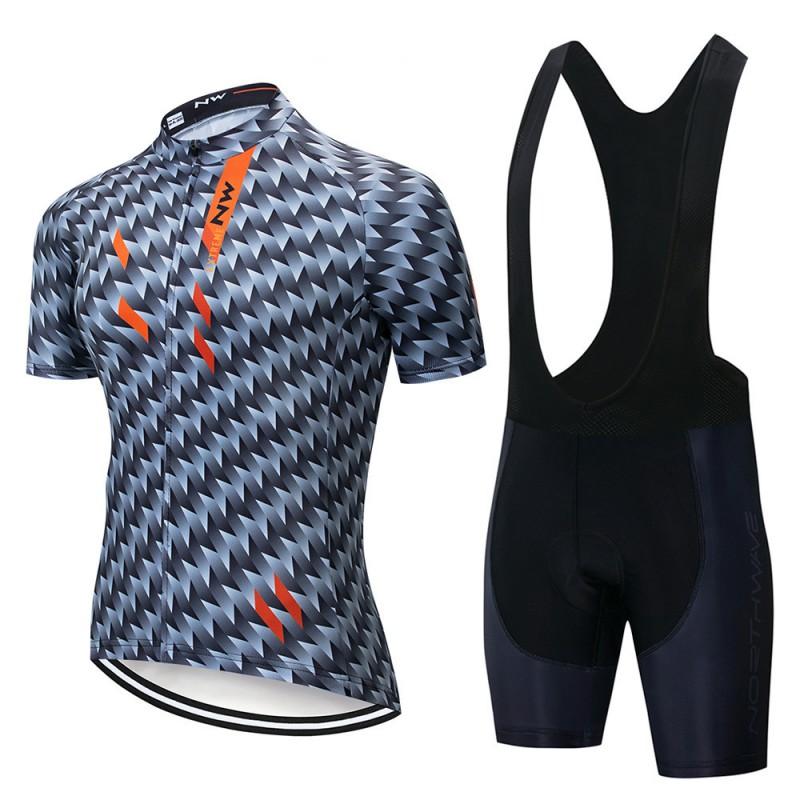 Unisex Cycling Jersey Set Short Sleeve Bib Shorts Breathable Moisture Wicking Bike Wear