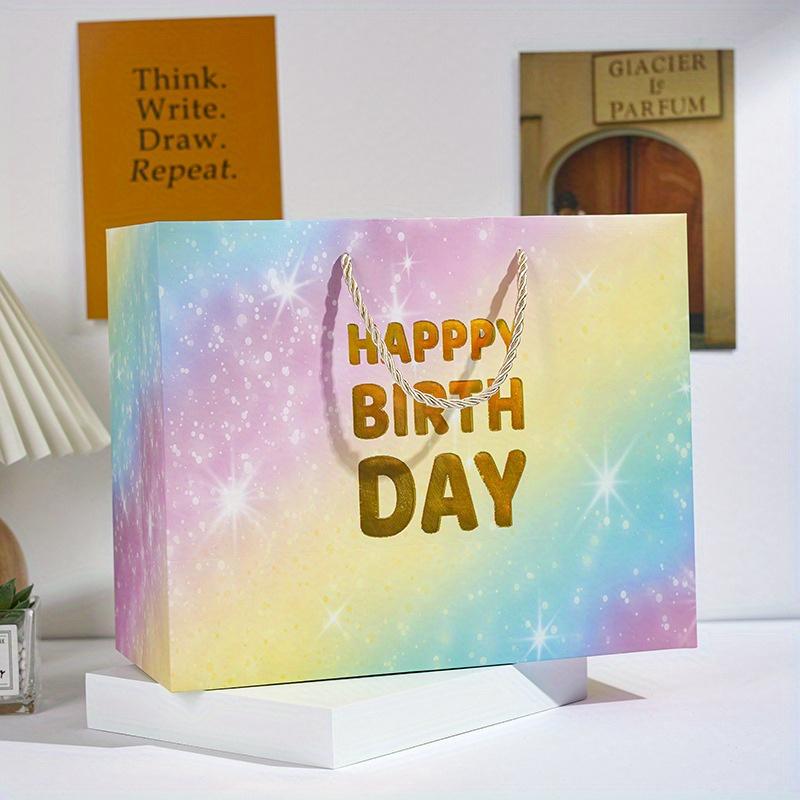 6pcs/set, Contains 18 Sheets of White Sorbet Paper, 30*24*13.5cm, Rainbow, Hot Stamping White Card Bag Gift Bag, High Grade Tote Bag, Ins Style,