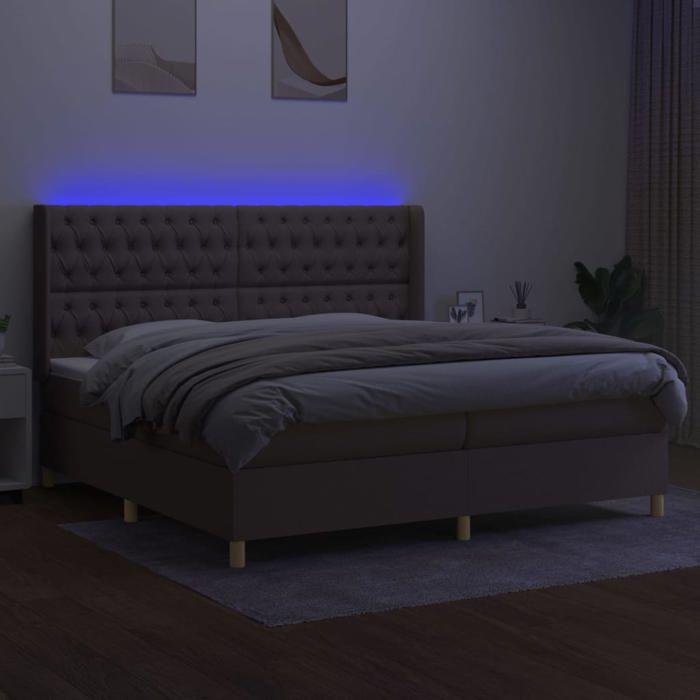 VidaXL Sommier à Lattes de Lit avec Matelas et LED, Lit Rembourré avec Tête de Lit, Lit Double, Lit Adulte de Chambre, 3139145