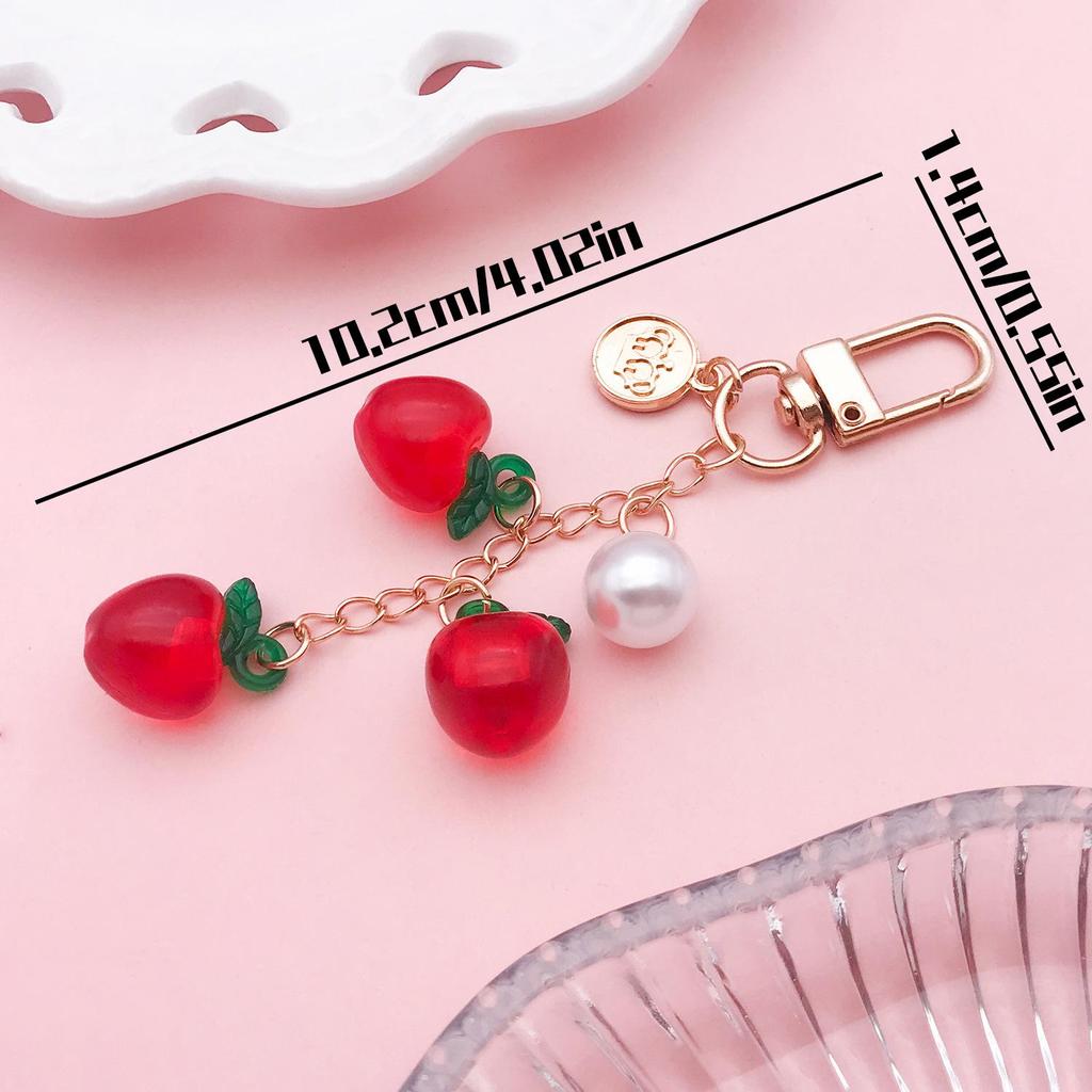 Smiley Cherry & Clover Keychain Pendant for Backpack & Earphone Case