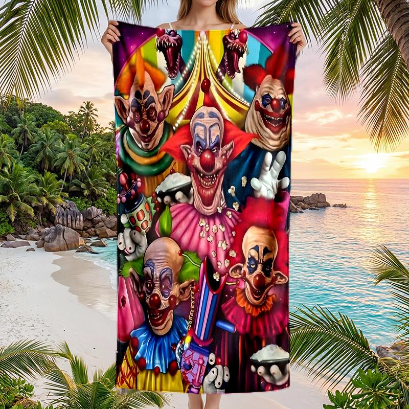 Horror Clown Circus Fashion Beach Towel: Ideal for Summer Adventures Soft, absorbent and quick drying suitable for swimming and bathing