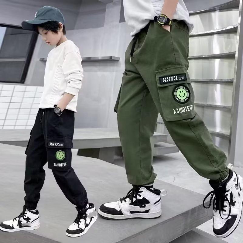 Spring Summer Boys' Trousers Fashion Handsome Casual Sweatpants Middle and Big Boys Versatile Summer Thin Section Work Trousers