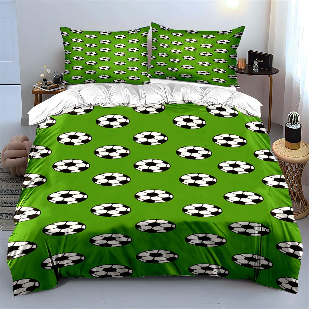 Soccer balls on green. Bedding sets Duvet cover sets Duvet covers Pillowcases(1 * Duvet Cover 2 * Pillowcases without duvet insert)