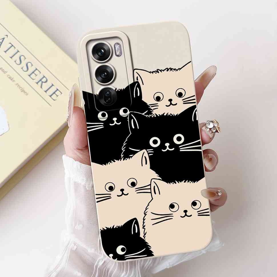 Silicone Case For Oppo Reno12 5G Colorful Small Cat Soft Cover For Oppo Reno 12 F 12F Reno12 FS 5G Protectors Cases Coque