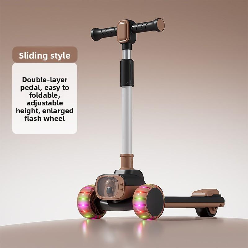 Outdoor New Riding Scooter Big Model Teenage Mobility Scooter Flash Toy Car Folding 2-In-1 Multi-Function Pedal Scooter Folding