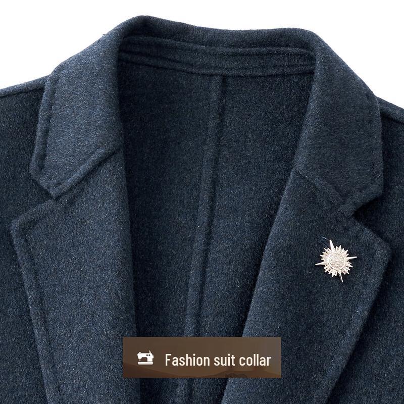 Men's Alpaca Wool Blend Single-Breasted Mid-Length Coat