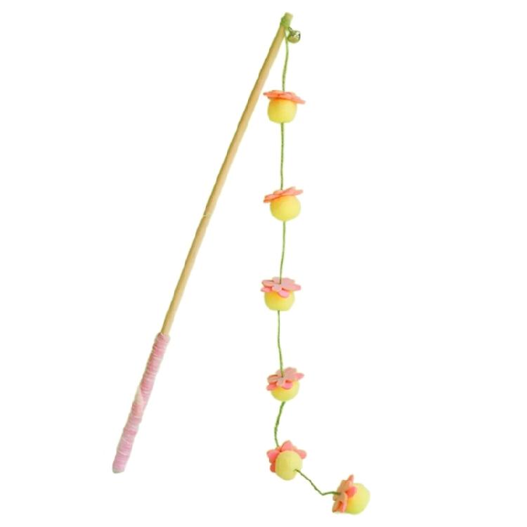 Boredom Cats Chasing Toy with Felt Fruit Ball And Natural Rope Teaser Wand Enrichment Toy For Climbing Hunting Activity