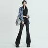 Retro Cargo Jeans for Women Slim Fit Flared Pants Stretch High Waist Denim Trousers Fashion Streetwear Y2k Female Clothing