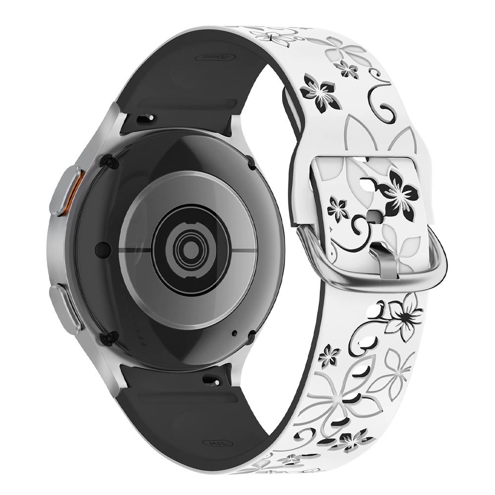 Band for Samsung Galaxy Watch 7/5 Pro/4 6 Classic 40 44mm Engraved flower Silicone Sport Bracelet correa Galaxy Watch 7 Straps